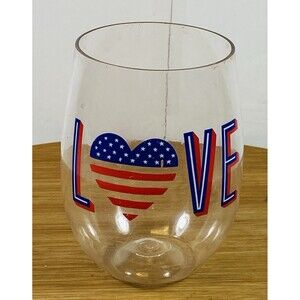 Love  4th of July Wine Plastic Glass